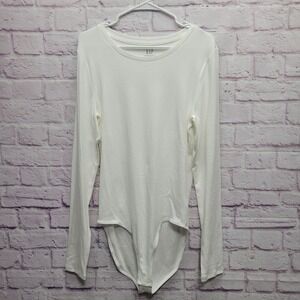 NEW GAP Modern Long Sleeve Bodysuit Womens L Tall Stretchy Minimalist Comfort